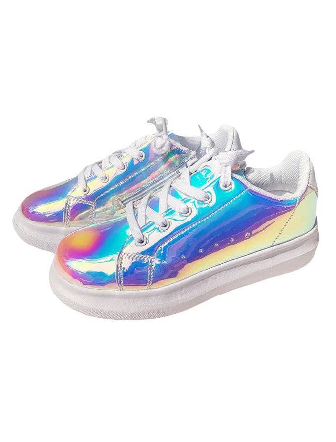 Women Hologram Low Top Sneaker - Casual, Athletic, School - Iridescent Lace  Up Sneaker - GD61 By Qupid - Walmart.com